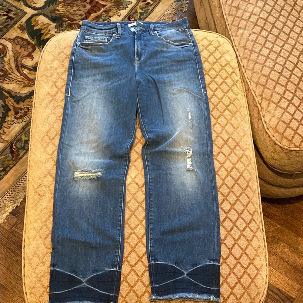 Good American women’s distressed straight jeans